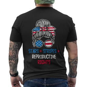 Messy Bun American Flag Stars Stripes Reproductive Rights Gift V4 Men's Crewneck Short Sleeve Back Print T-shirt - Monsterry