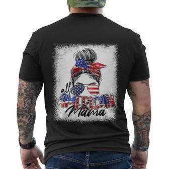 Messy Bun Patriotic Shirt | All American Mama 4Th Of July Men's Crewneck Short Sleeve Back Print T-shirt - Monsterry UK