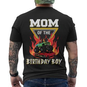 Mom Of The Birthday Boy Your Funny Monster Truck Birthday Cute Gift Men's Crewneck Short Sleeve Back Print T-shirt - Monsterry