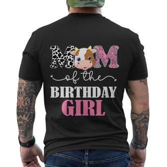 Mom Of The Birthday Girl Tee Farm Cow Mommy Mama St Men's Crewneck Short Sleeve Back Print T-shirt - Monsterry CA