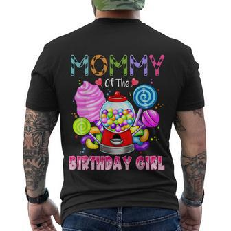 Mommy Of The Birthday Girl Candyland Candy Birthday Party Men's Crewneck Short Sleeve Back Print T-shirt - Monsterry CA