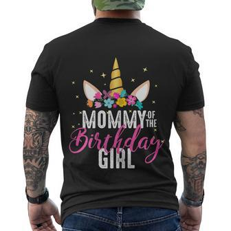 Mommy Of The Birthday Girl Mother Gift Unicorn Birthday Gift Men's Crewneck Short Sleeve Back Print T-shirt - Monsterry CA