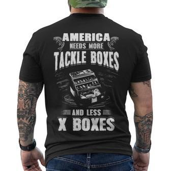 More Tackle Boxes - Less X Boxes Men's Crewneck Short Sleeve Back Print T-shirt - Seseable
