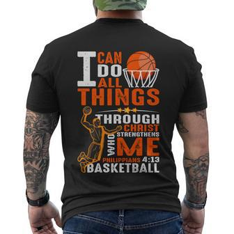 Motivational Basketball Christianity Quote Christian Basketball Bible Verse Men's Crewneck Short Sleeve Back Print T-shirt - Monsterry
