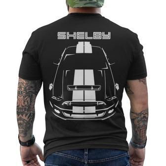 Mustang Shelby Gt500 S197 2013 2014 White Stripes Men's T-shirt Back Print - Thegiftio UK