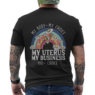 My Body Choice Mind Your Own Uterus Shirt Floral My Uterus V2 Men's Crewneck Short Sleeve Back Print T-shirt - Monsterry