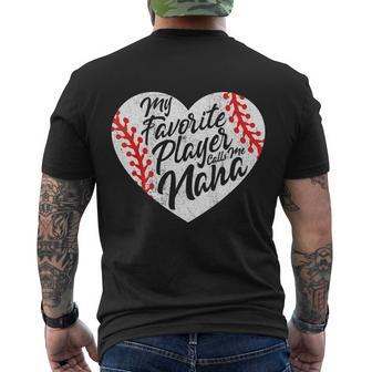 My Favorite Player Calls Me Nana Baseball Heart Cute Grandma Men's Crewneck Short Sleeve Back Print T-shirt - Monsterry UK