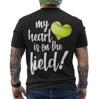 My Heart Is On The Field Baseball Player Men's Crewneck Short Sleeve Back Print T-shirt - Monsterry