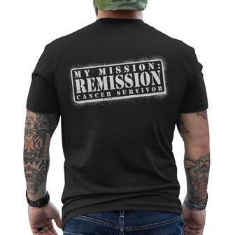 My Mission Remission Cancer Survivor Stamp Men's Crewneck Short Sleeve Back Print T-shirt - Monsterry DE