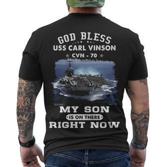 My Son Is On Uss Carl Vinson Cvn Men's Crewneck Short Sleeve Back Print T-shirt - Monsterry