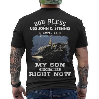 My Son Is On Uss John C Stennis Cvn 74 Cvn Men's Crewneck Short Sleeve Back Print T-shirt - Monsterry DE