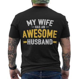 My Wife Has An Awesome Husband Tshirt Men's Crewneck Short Sleeve Back Print T-shirt - Monsterry UK