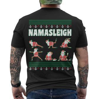 Namasleigh Santa Yoga Poses Tshirt Men's Crewneck Short Sleeve Back Print T-shirt - Monsterry
