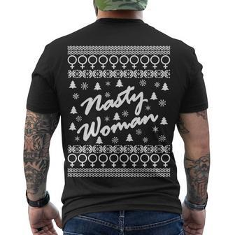 Nasty Woman Ugly Christmas Sweater Design Hillary Clinton Men's Crewneck Short Sleeve Back Print T-shirt - Monsterry CA