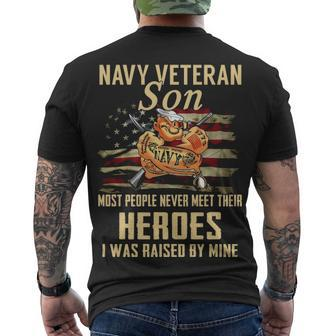 Navy Veteran Son Men's Crewneck Short Sleeve Back Print T-shirt - Monsterry