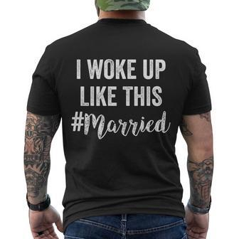 New Bride New Husband Wife Cool I Woke Up Like This Married Men's T-shirt Back Print - Thegiftio UK