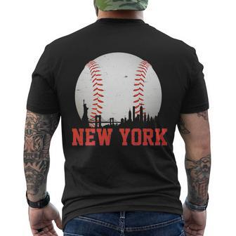 New York Skyline Baseball Sports Fan Men's Crewneck Short Sleeve Back Print T-shirt - Monsterry CA