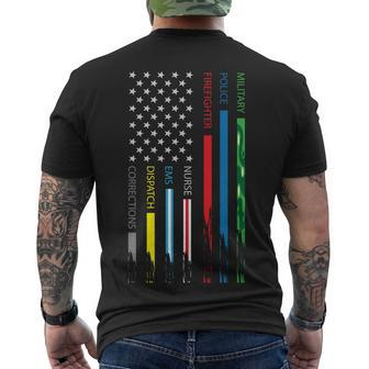 No One Fight Alone Usa Flag Men's Crewneck Short Sleeve Back Print T-shirt - Monsterry