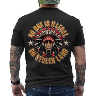 No One Is Illegal On Stolen Land Men's Crewneck Short Sleeve Back Print T-shirt - Monsterry