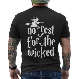 No Rest For The Wicked Halloween Quote Men's Crewneck Short Sleeve Back Print T-shirt - Monsterry