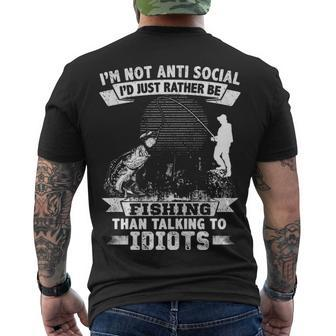 Not Anti Social - Rather Be Fishing Men's Crewneck Short Sleeve Back Print T-shirt - Seseable