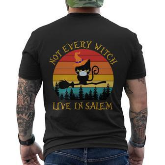 Not Every Witch Lives Cat Halloween Quote Men's Crewneck Short Sleeve Back Print T-shirt - Monsterry AU