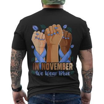 In November We Wear Blue Messy Bun Diabetes Awareness Men's T-shirt Back Print - Thegiftio UK