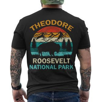 Theodore Roosevelt National Park North Dakota Buffalo Retro Men's T-shirt Back Print - Seseable