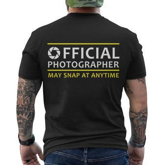 Official Photographer May Snap At Anytime Tshirt Men's Crewneck Short Sleeve Back Print T-shirt - Monsterry AU