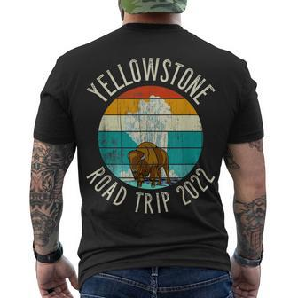 Old Faithful Geyser Bison Yellowstone Road Trip 2022 Men's T-shirt Back Print - Seseable