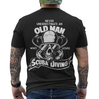 Old Man Who Loves Scuba Diving Tshirt Men's Crewneck Short Sleeve Back Print T-shirt - Monsterry