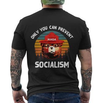 Only You Can Prevent Socialism Maga Bear Republican Tshirt Men's Crewneck Short Sleeve Back Print T-shirt - Monsterry