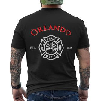 Orlando Florida Fire Rescue Department Firefighter Duty Men's Crewneck Short Sleeve Back Print T-shirt - Monsterry