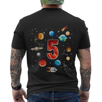 Outer Space 5 Years Old 5Th Birthday Boys Planets Astronaut Men's Crewneck Short Sleeve Back Print T-shirt - Monsterry DE