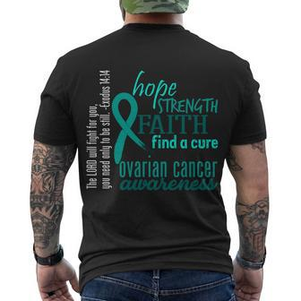 Ovarian Cancer Awareness Hope Faith Love Men's Crewneck Short Sleeve Back Print T-shirt - Monsterry