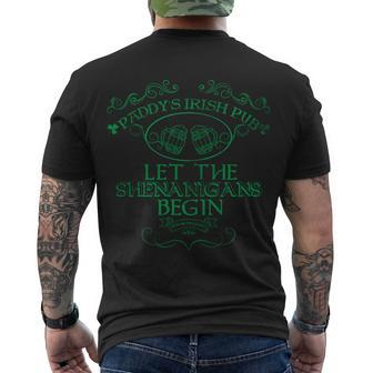 Paddys Irish Pub Let The Shenanigans Begin Tshirt Men's Crewneck Short Sleeve Back Print T-shirt - Monsterry UK