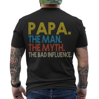 Papa Man Myth The Bad Influence Retro Tshirt Men's Crewneck Short Sleeve Back Print T-shirt - Monsterry AU