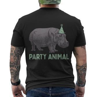Party Animal Hippo Birthday Hippo Birthday Men's Crewneck Short Sleeve Back Print T-shirt - Monsterry AU