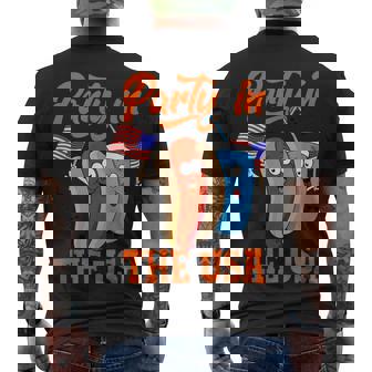 Party In The Usa Hot Dog Love Usa Fourth Of July Men's T-shirt Back Print - Seseable