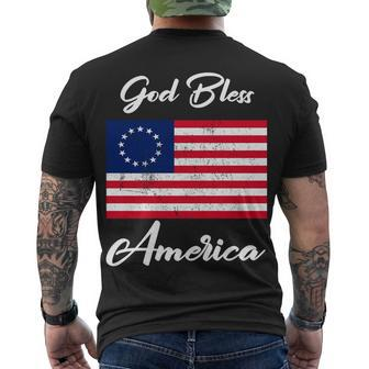 Patriotic Betsy Ross Flag God Bless America Men's T-shirt Back Print - Thegiftio UK