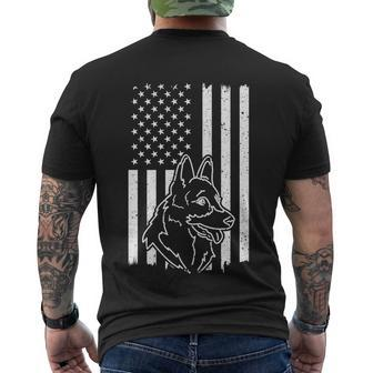 Patriotic German Shepherd American Flag Dog Lover Cute Gift Men's Crewneck Short Sleeve Back Print T-shirt - Monsterry DE