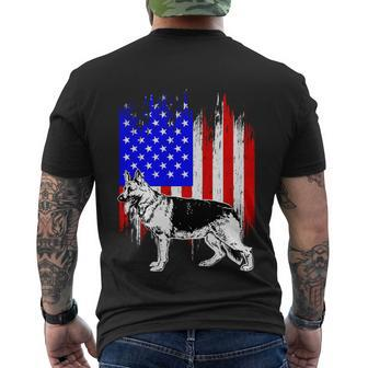 Patriotic German Shepherd American Flag Dog Lover Gift Cute Gift Men's Crewneck Short Sleeve Back Print T-shirt - Monsterry