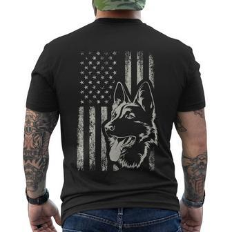 Patriotic German Shepherd American Flag Dog Lover Gift Funny Gift Men's Crewneck Short Sleeve Back Print T-shirt - Monsterry UK