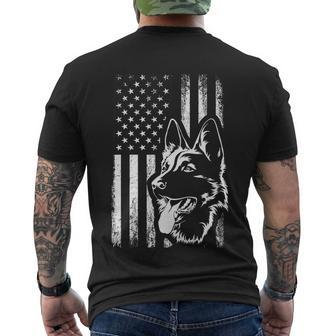 Patriotic German Shepherd American Flag Dog Lover Gift V2 Men's Crewneck Short Sleeve Back Print T-shirt - Monsterry