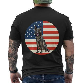 Patriotic German Shepherd American Flag Dog Lover Meaningful Gift Men's Crewneck Short Sleeve Back Print T-shirt - Monsterry
