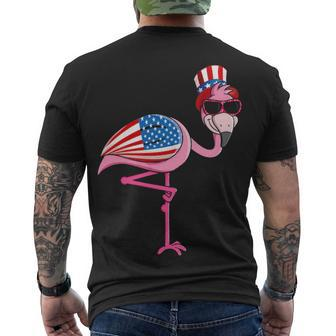 Patriotic Pink Flamingo Uncle Sam Hat 4Th Of July Men's T-shirt Back Print - Thegiftio UK