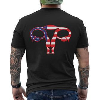 Patriotic Uterus American Flag Womens Rights 1973 Pro Roe Men's Crewneck Short Sleeve Back Print T-shirt - Monsterry DE