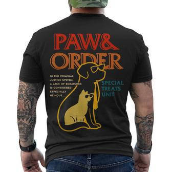 Paw And Order Special Feline Unit Pets Training Dog And Cat Men's T-shirt Back Print - Seseable