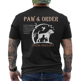 Paw And Order Special Feline Unit Pets Training Dog And Cat Men's T-shirt Back Print - Seseable