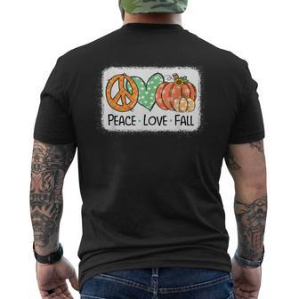 Peace & Love & Fall Pumpkin Autum Happy Fall Thanksgiving Men's T-shirt Back Print - Thegiftio UK